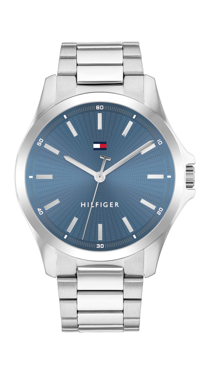 Tommy Hilfiger Bruce Mens Watch with Blue Dial and Silver Strap 1710670