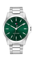 Tommy Hilfiger Bruce Mens Watch with Green Dial and Silver Strap 1710672