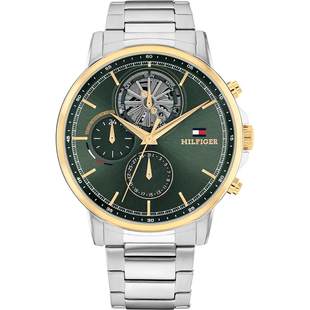 Tommy Hilfiger Stewart Mens Watch with Green Dial and Silver Bracelet 1710735