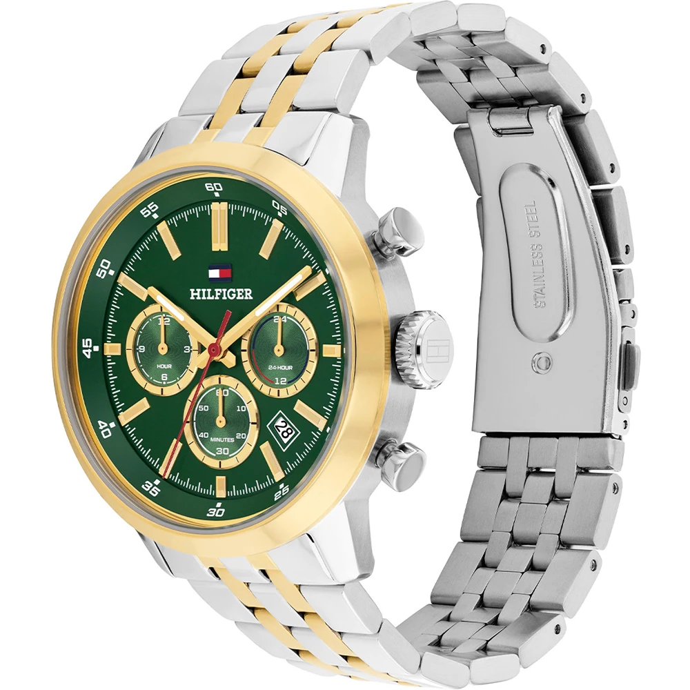 Tommy Hilfiger Kent Mens Watch with Green Dial and Two Tone Strap 1710754