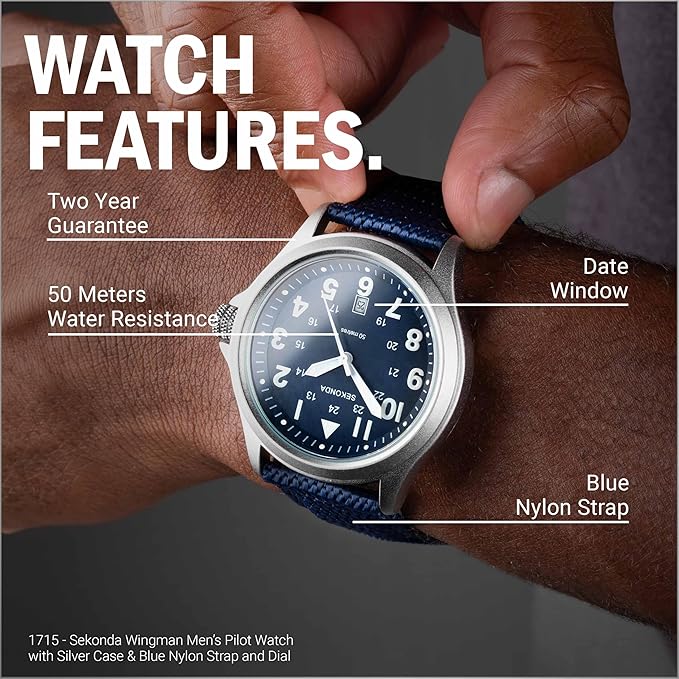 Sekonda Mens Watch with Blue Dial and Blue Nylon Strap 1715