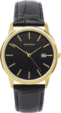 Sekonda Men's Watch with Black Dial and Black Leather Strap 1719