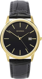 Sekonda Men's Watch with Black Dial and Black Leather Strap 1719