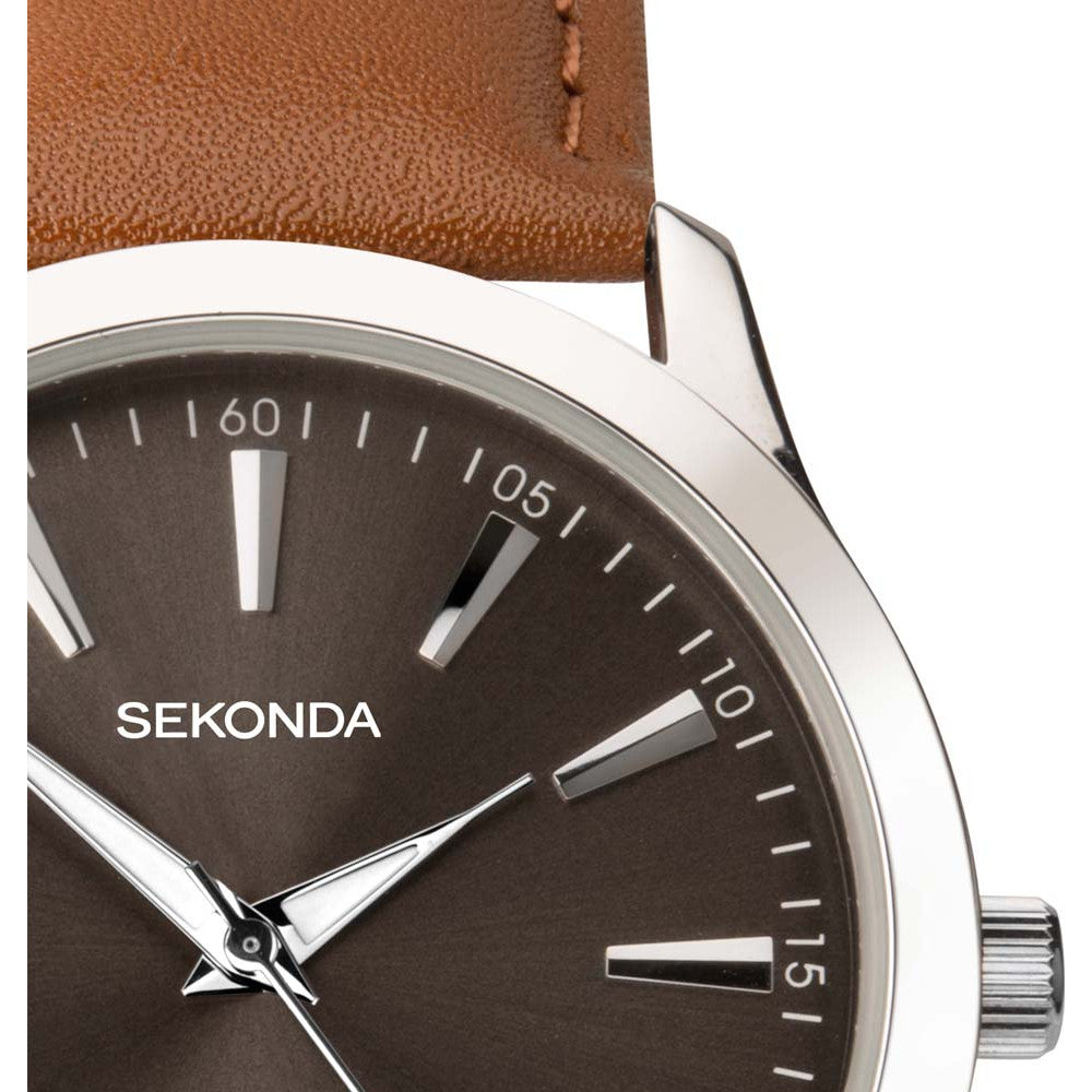 Sekonda Mens Watch with Brown Dial and Brown Leather Strap 1726