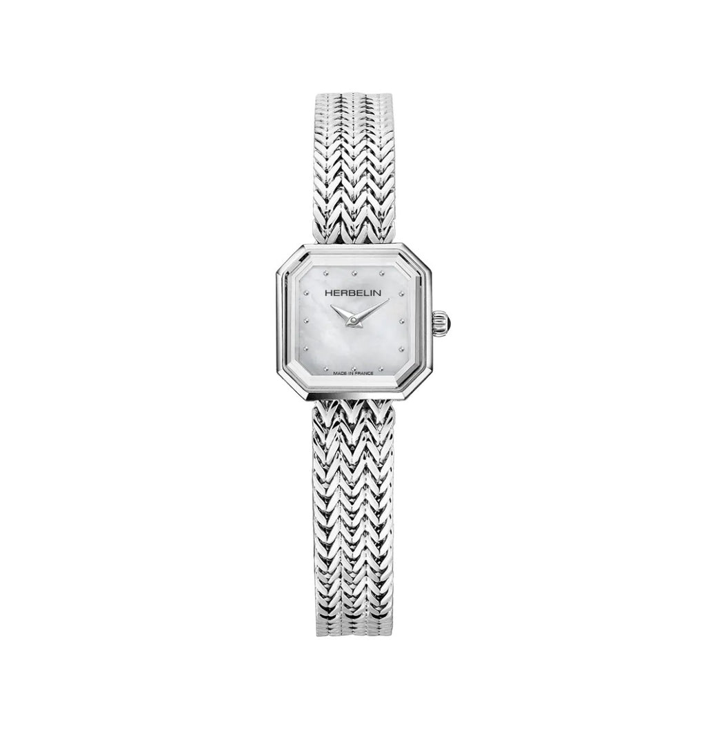 Herbelin Octogone Ladies Watch with Mother of Pearl Dial and Silver Bracelet 17436B19