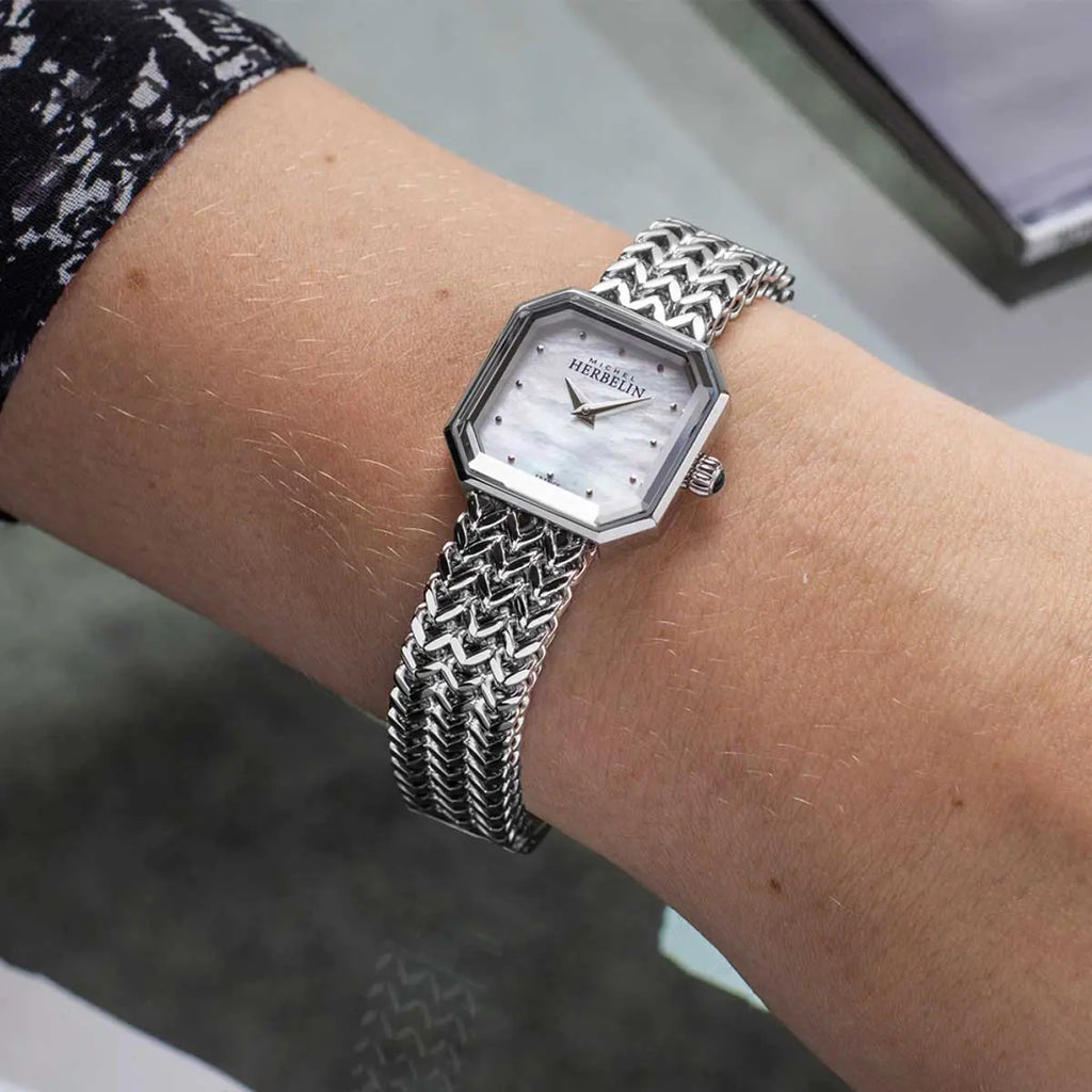 Herbelin Octogone Ladies Watch with Mother of Pearl Dial and Silver Bracelet 17436B19