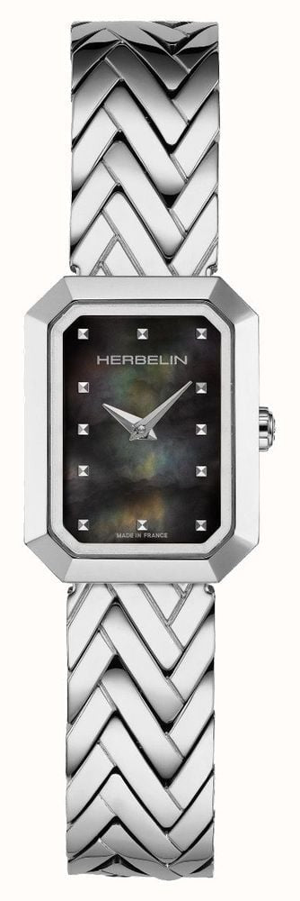 Herbelin Octogone Ladies Watch with Black Dial and Silver Bracelet 17446B49