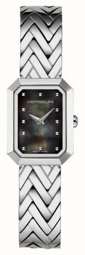 Herbelin Octogone Ladies Watch with Black Dial and Silver Bracelet 17446B49