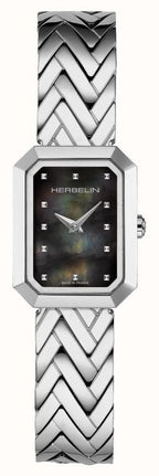Herbelin Octogone Ladies Watch with Black Dial and Silver Bracelet 17446B49
