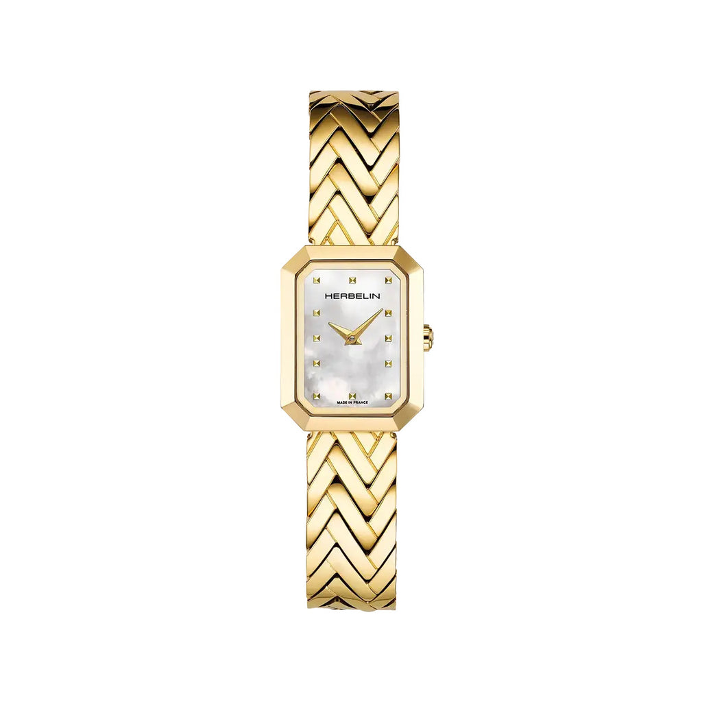 Herbelin Octogone Ladies Watch with Mother of Pearl Dial and Gold Bracelet 17446BP19