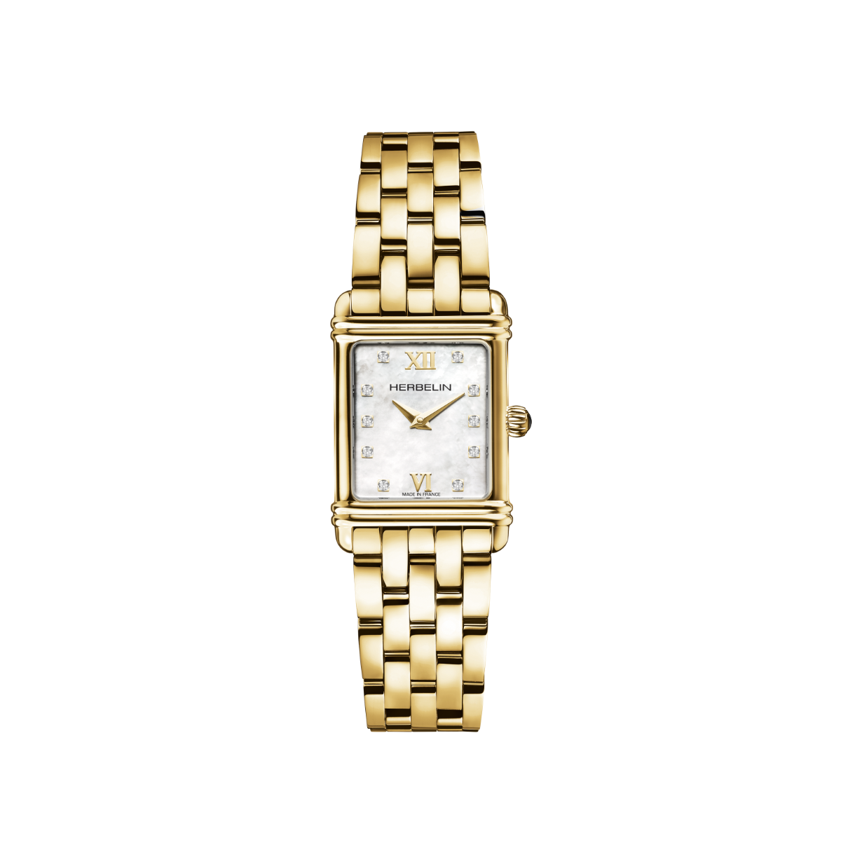 Herbelin Art Deco Ladies Watch with Mother of Pearl Dial and Gold Strap 17478BP59