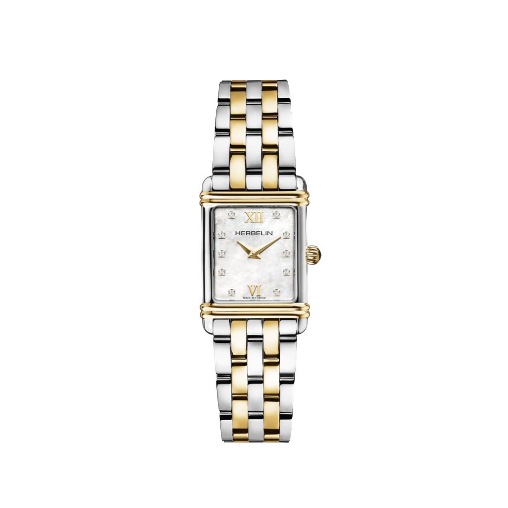 Herbelin Art Deco Ladies Watch with Mother of Pearl Dial and Two Tone Strap 17478BT59