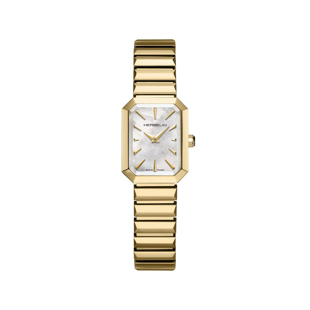 Herbelin Octogone Ladies Watch with Mother of Pearl Dial and Gold Bracelet 17556BP1N19