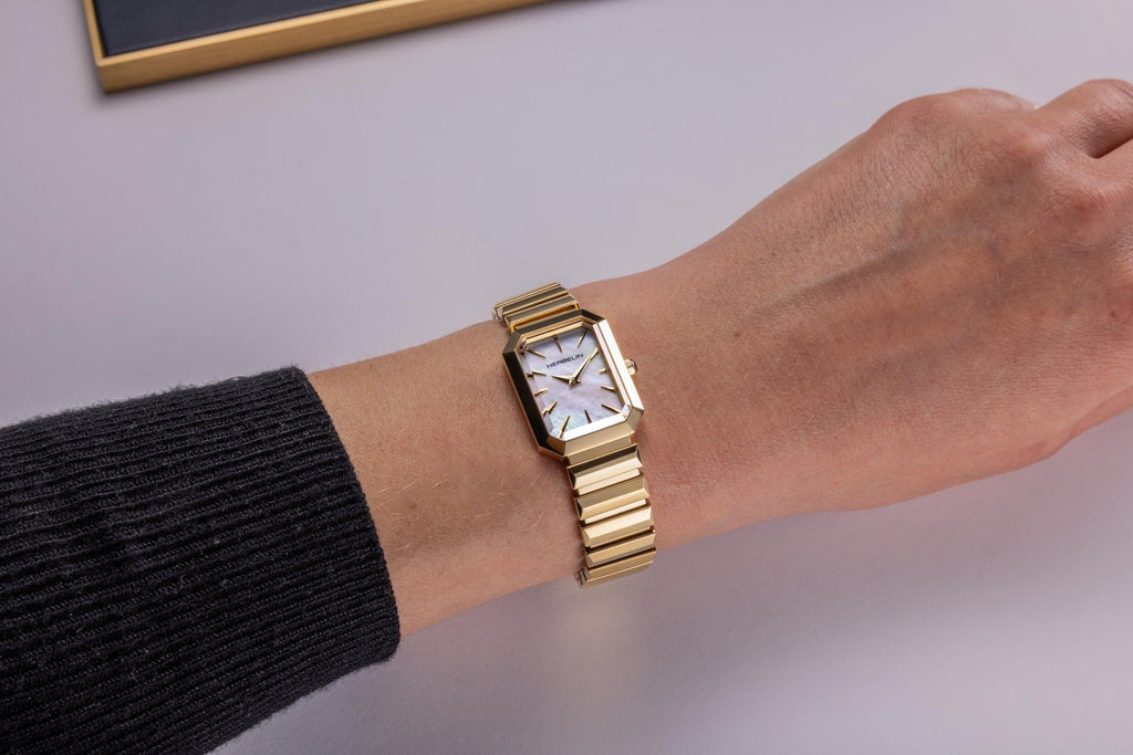 Herbelin Octogone Ladies Watch with Mother of Pearl Dial and Gold Bracelet 17556BP1N19