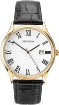 Sekonda Mens Watch with White Dial and Black Leather Strap 1778