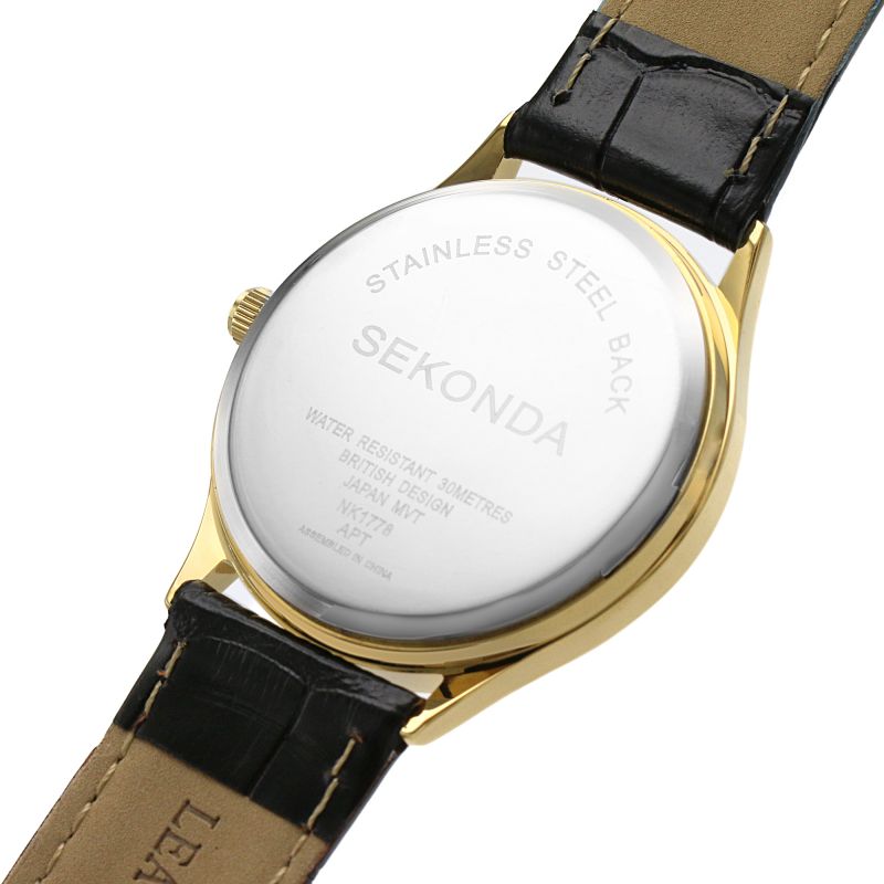 Sekonda Mens Watch with White Dial and Black Leather Strap 1778