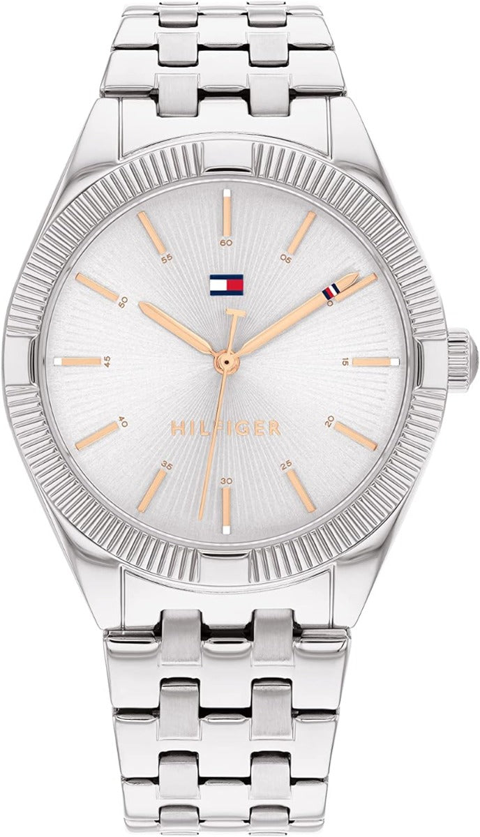 Tommy Hilfiger Natalie, Cloc Menywod gydag Wyneb Arian 1782548