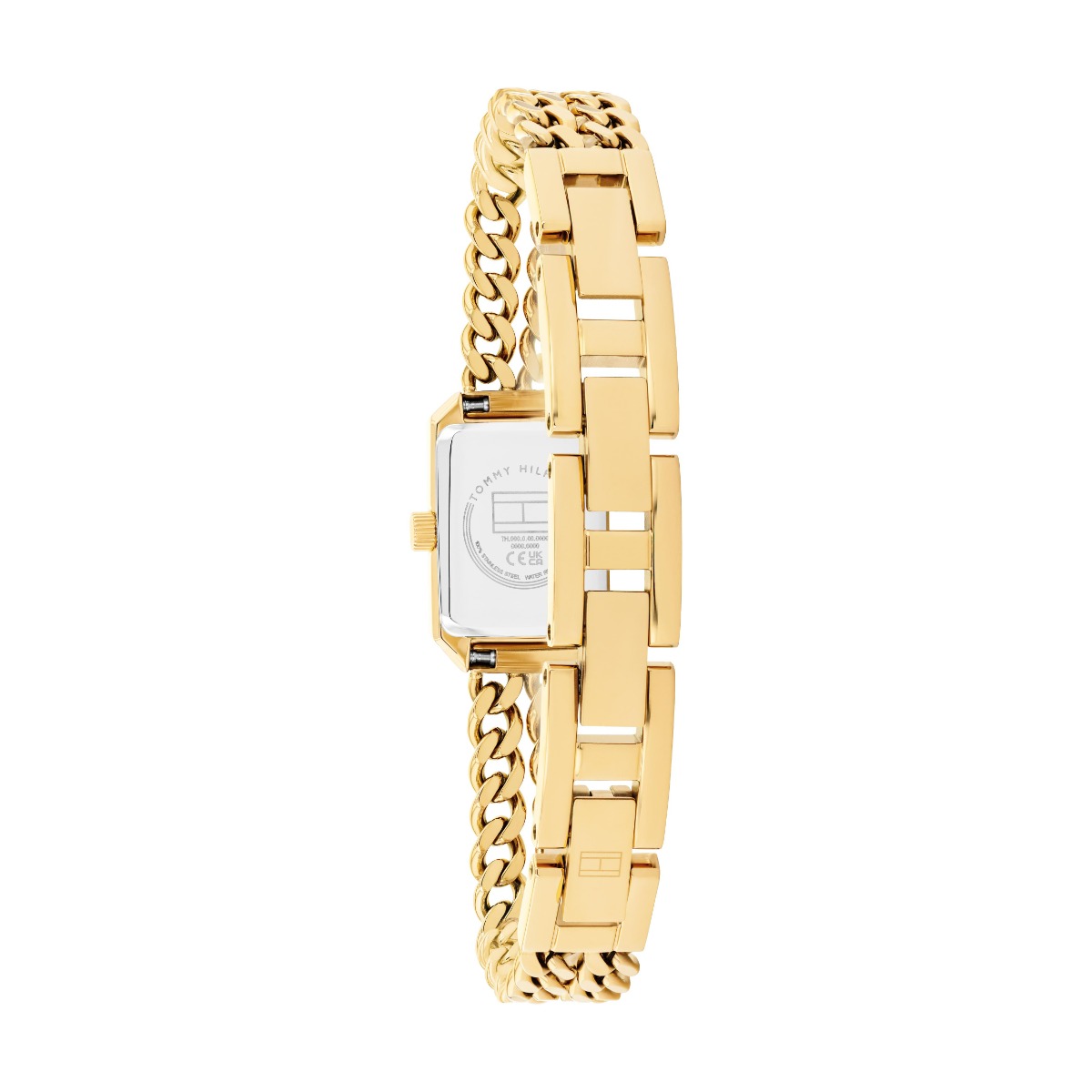 Gwylio Merched Tommy Hilfiger Sarah gyda Deial Du a Strap Aur 1782842