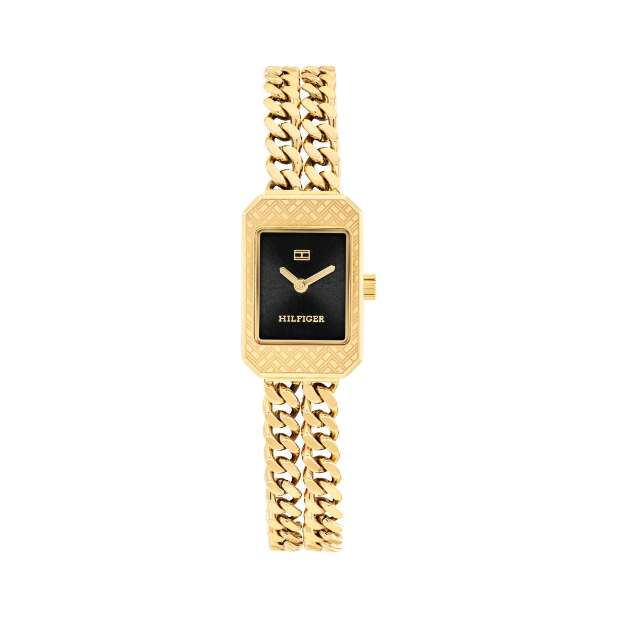 Gwylio Merched Tommy Hilfiger Sarah gyda Deial Du a Strap Aur 1782842
