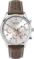 Sekonda Mens Watch with Silver Dial and Brown Leather Strap 1784