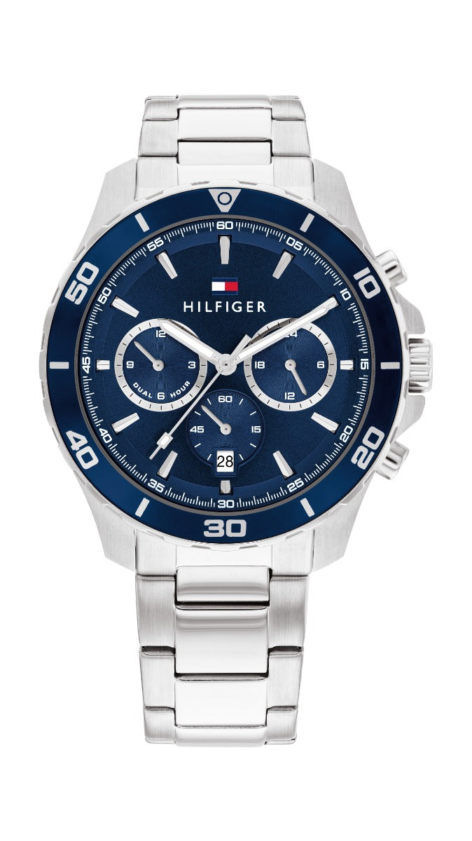 Gwylio Dynion Tommy Hilfiger Jordan gyda Deial Glas 1792094