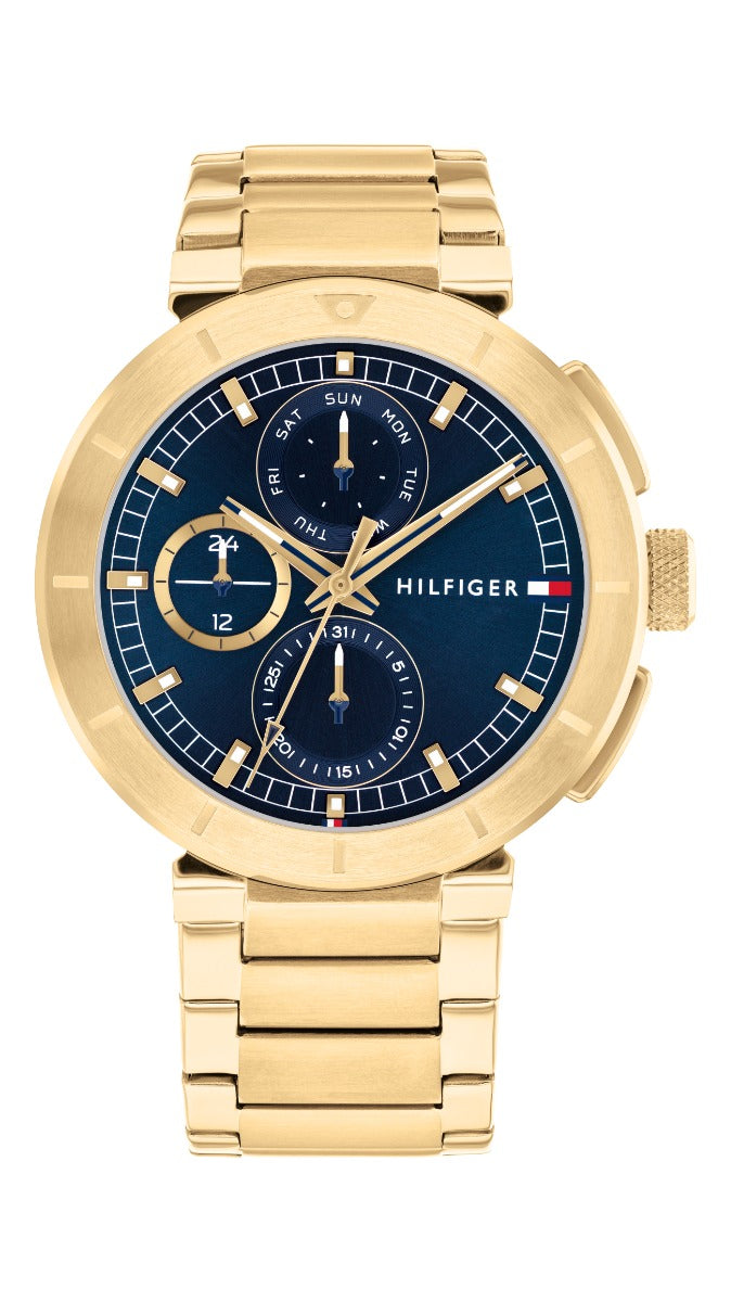 Tommy Hilfiger Lorenzo Gwylio Dynion gyda Deial Glas 1792118