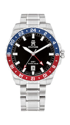 Gwylio GMT Tommy Hilfiger TH 85 i Ddynion gyda Deial Du 1792131