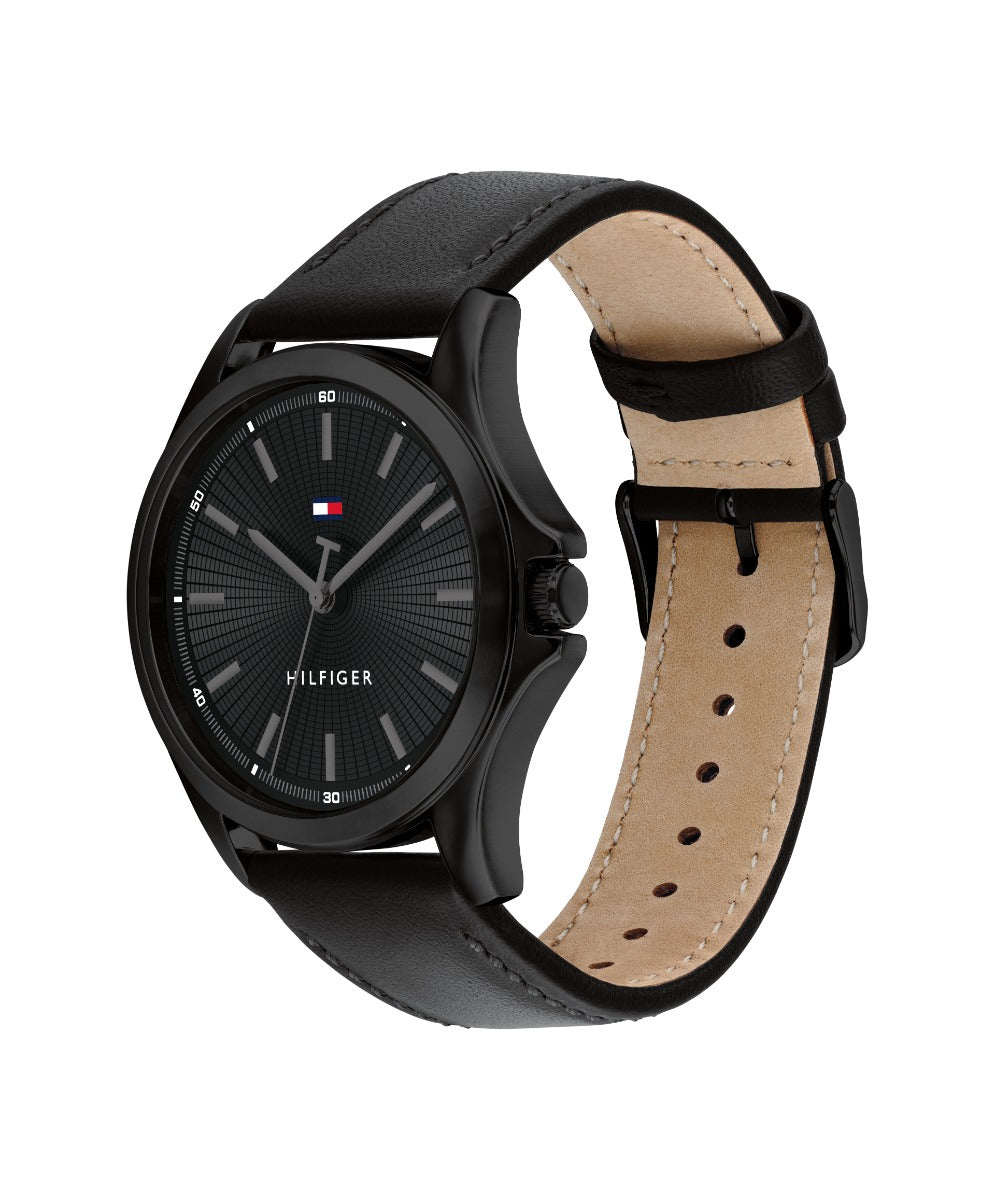 Tommy Hilfiger Bruce Mens Watch with Black Dial and Black Strap 1792190