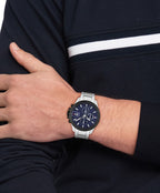 Tommy Hilfiger Jameson Mens Watch with Blue Dial and Silver Strap 1792198