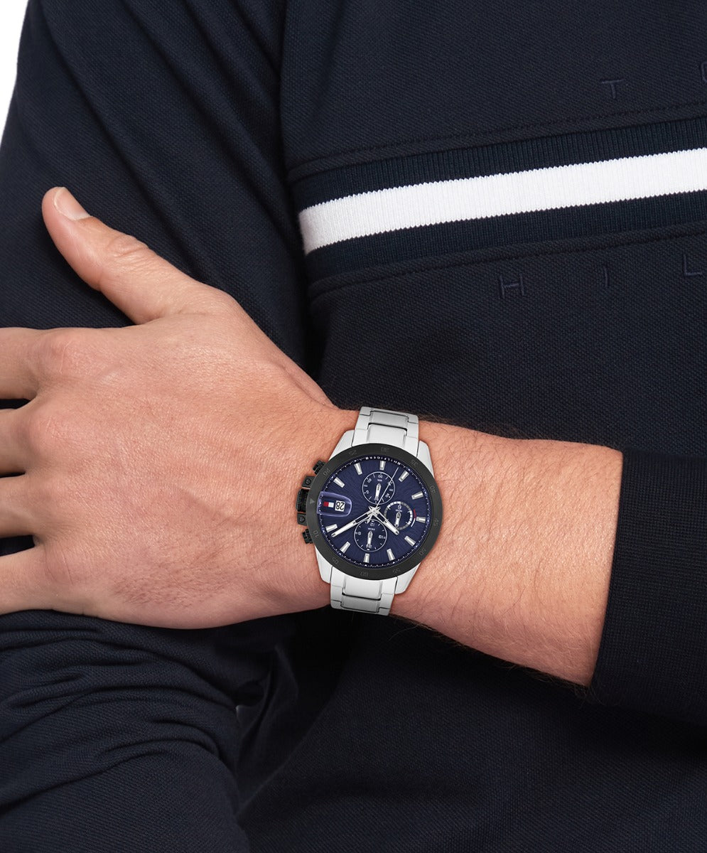 Tommy Hilfiger Jameson Mens Watch with Blue Dial and Silver Strap 1792198