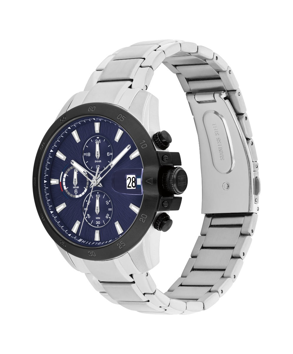 Tommy Hilfiger Jameson Mens Watch with Blue Dial and Silver Strap 1792198