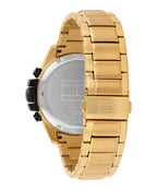 Ffash Gwrywaidd Tommy Hilfiger Jameson gyda Deial Du a Strap Aur 1792199