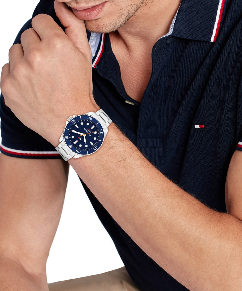 Tommy Hilfiger Oceanic Mens Watch with Blue Dial and Silver Strap 1792202
