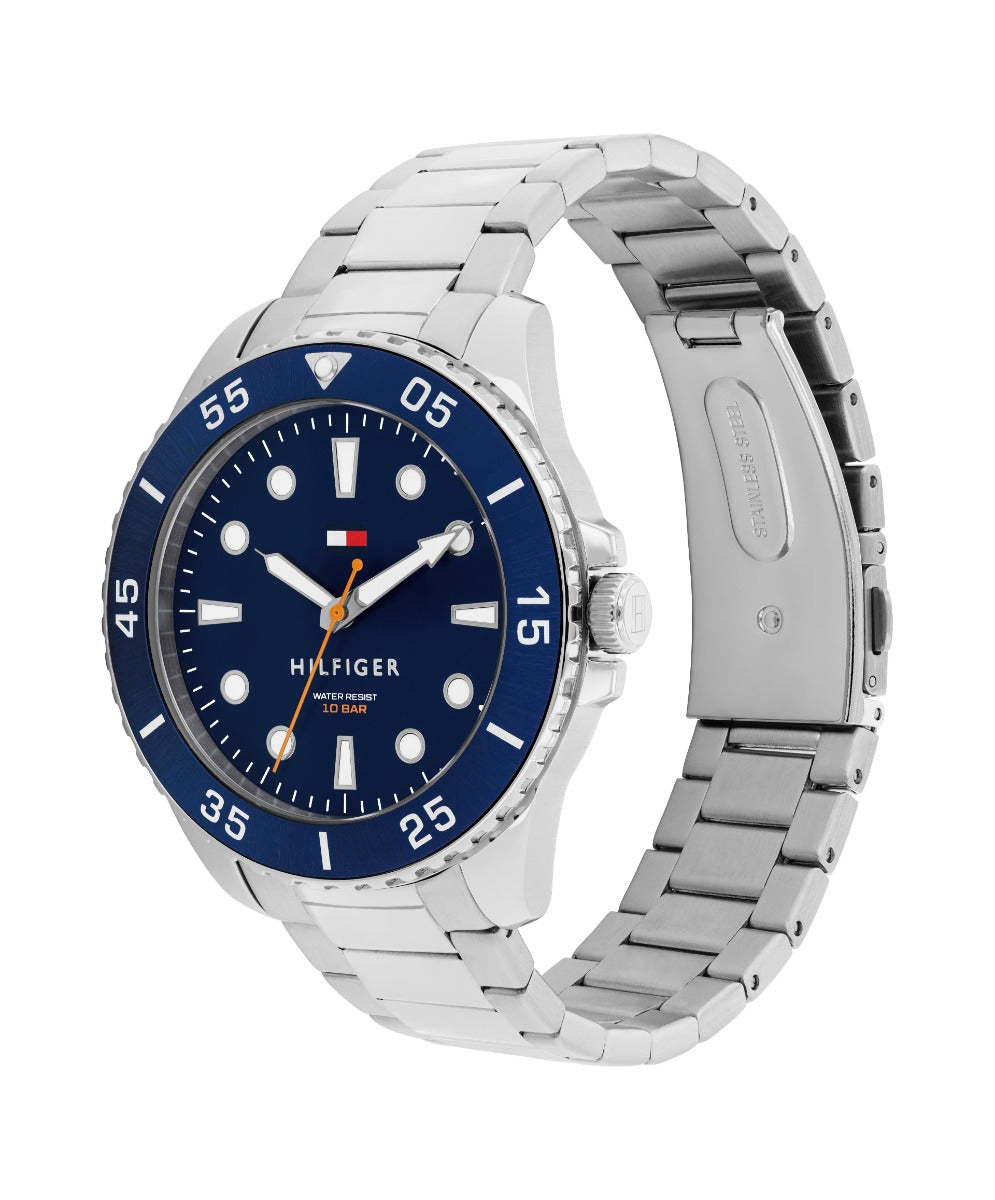 Tommy Hilfiger Oceanic Mens Watch with Blue Dial and Silver Strap 1792202