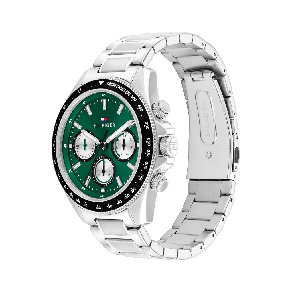 Tommy Hilfiger Clark Mens Watch with Green Dial and Silver Strap 1792211