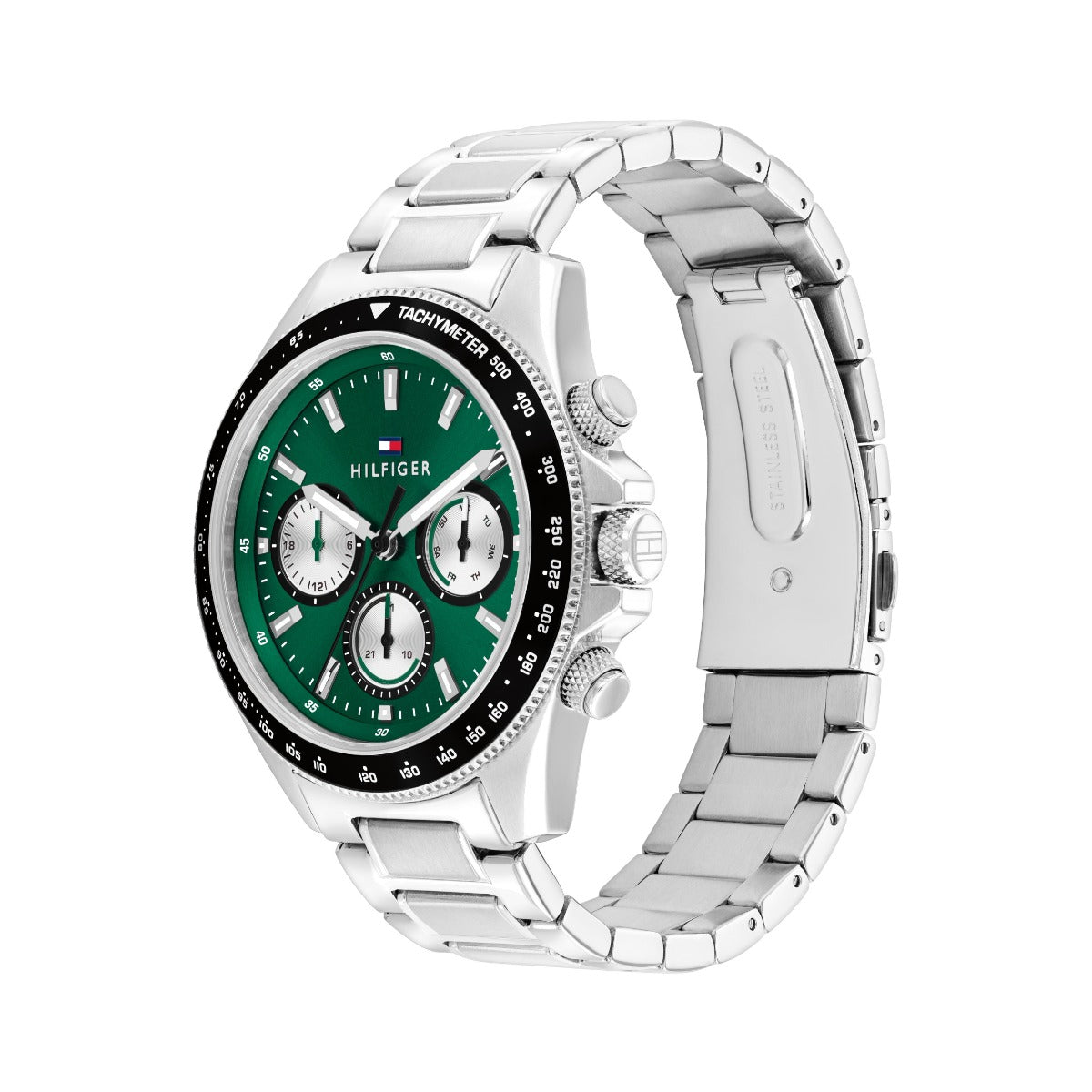 Tommy Hilfiger Clark Mens Watch with Green Dial and Silver Strap 1792211