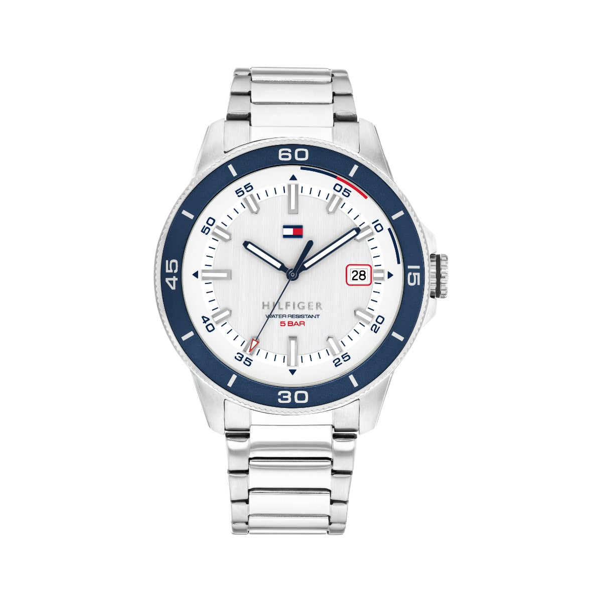 Gwylio Dynion Tommy Hilfiger Remy gyda Deial Gwyn a Strap Arian 1792227