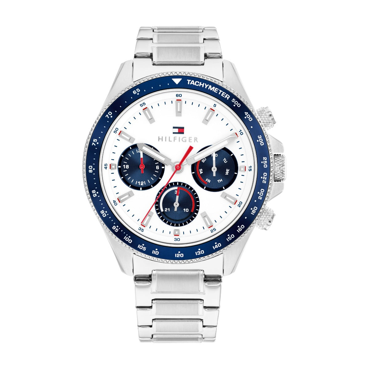 Tommy Hilfiger Clark Gwyliadur Dynion gyda Deial Gwyn a Strap Arian 1792238