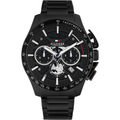 Tommy Hilfiger Bank Gwylio i Ddynion gyda Deial Du a Strap Ddu 1792262