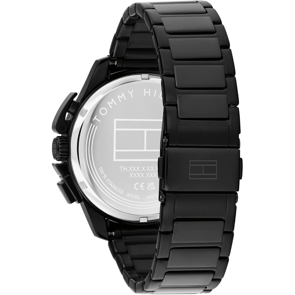 Tommy Hilfiger Bank Gwylio i Ddynion gyda Deial Du a Strap Ddu 1792262