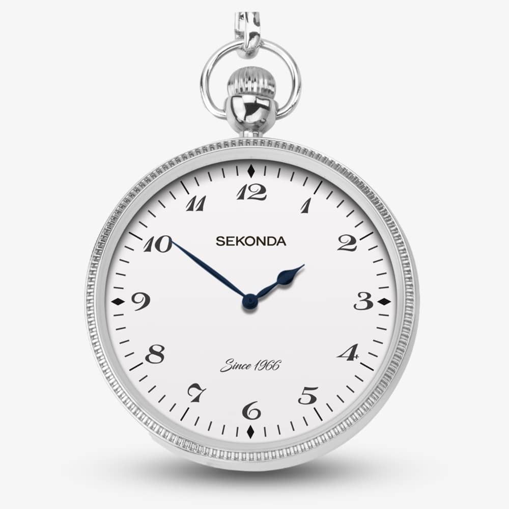 Sekonda Mens Silver Pocket Watch with White Dial 1792
