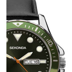 Sekonda Mens Watch with Green Dial and Black Leather Strap 1884