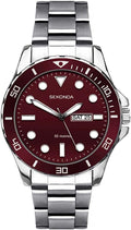 Sekonda Mens Watch with Red Dial and Silver Bracelet 1908