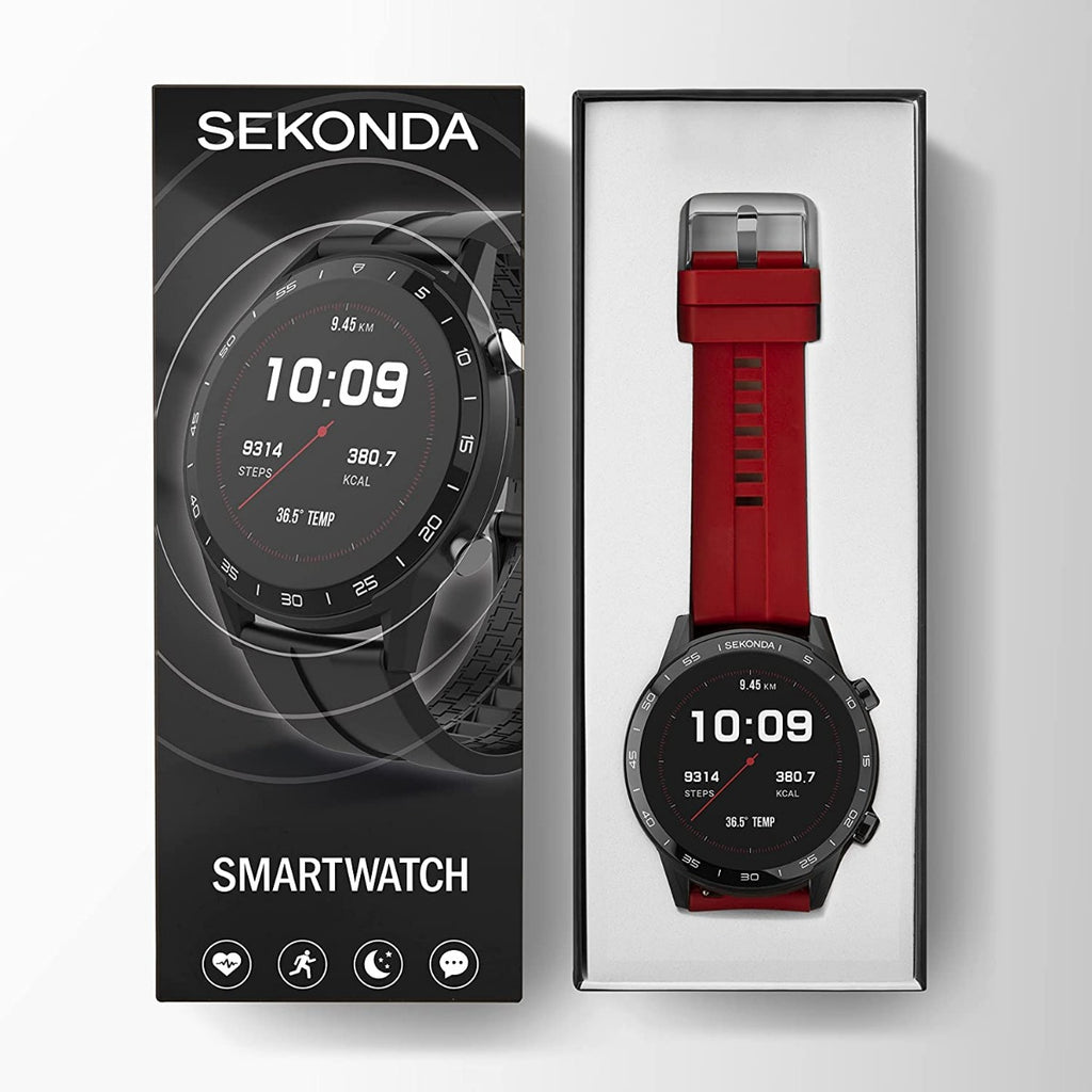 Sekonda Mens Smart Watch with Red Rubber Strap 1910