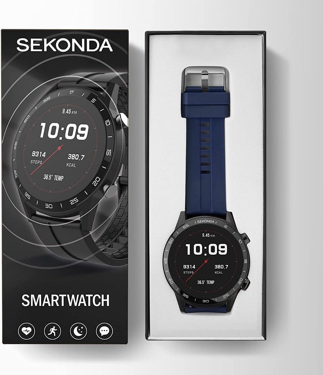 Sekonda Mens Smart Watch with Blue Rubber Strap 1912