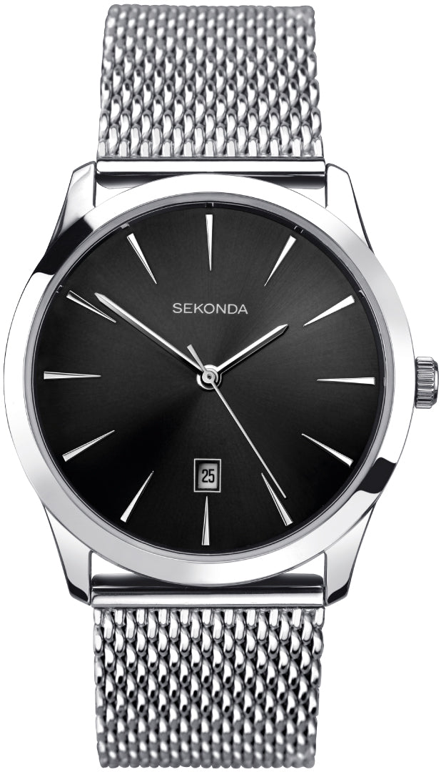 Sekonda Men's Watch with Black Dial and Silver Milanese Strap 1927