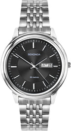Sekonda Mens Watch with Black Dial and Silver Bracelet 1928