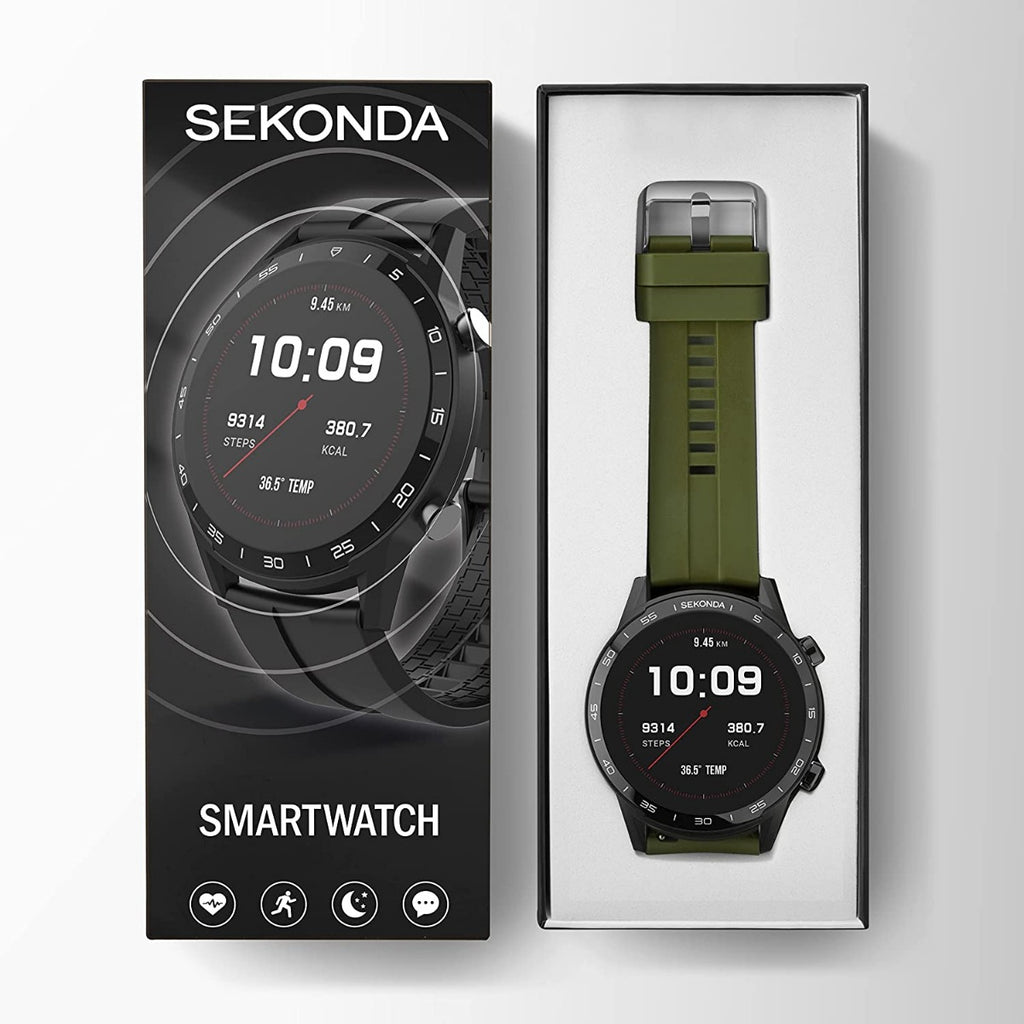 Sekonda Mens Smart Watch with Green Rubber Strap 1993
