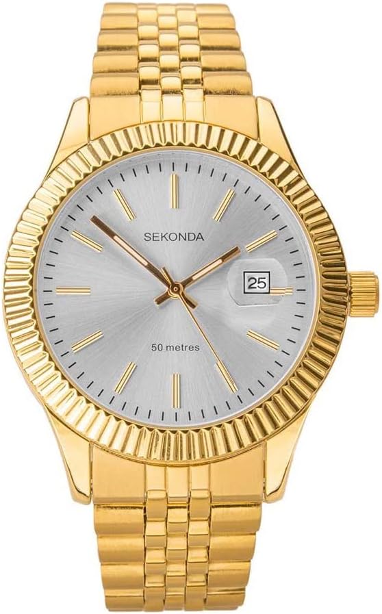 Sekonda Mens Watch with Silver Dial and Gold Bracelet 1973
