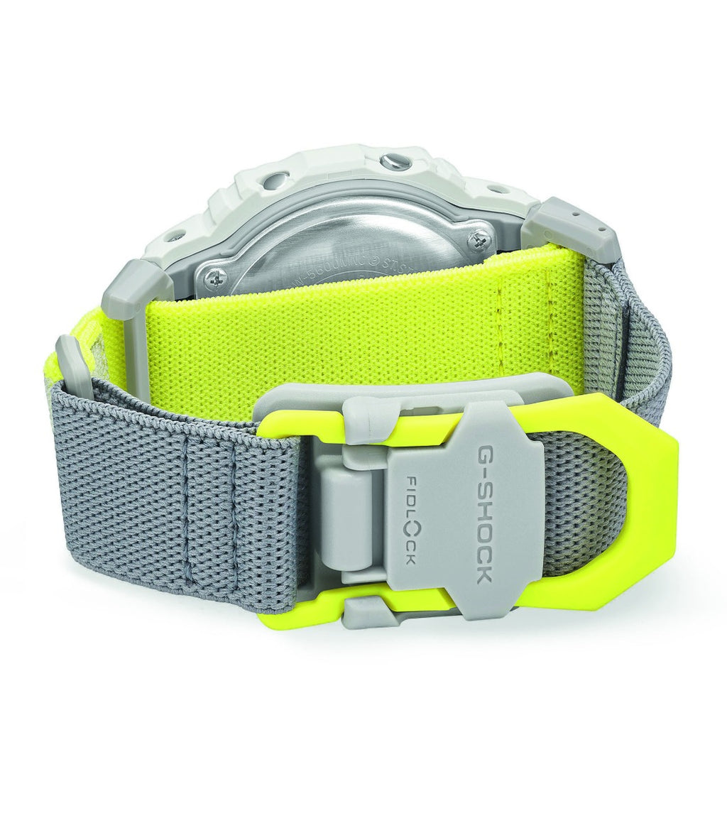 Casio G-Shock Mens Digital Watch with White Dial and Yellow FIDLOCK Strap DW-5600MNC-7A8ER